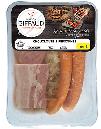 Choucroute 2 personnes Saucisses de Francfort Maison Giffaud