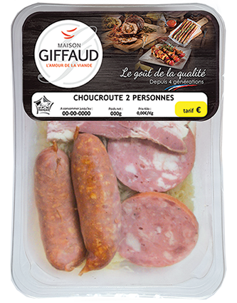 Choucroute 2 personnes Saucisses fumées Maison Giffaud